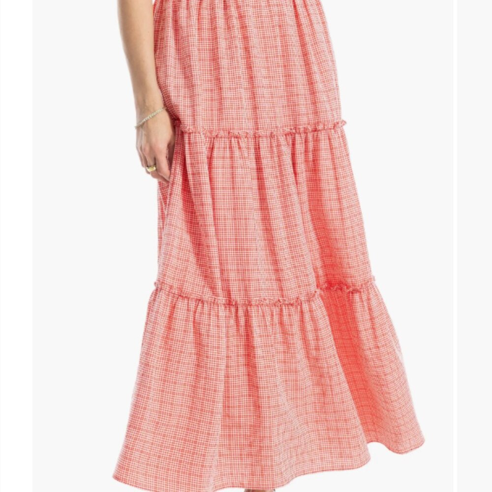 Gingham Tiered Maxi Skirt MAX STUDIO Size Large NWOT